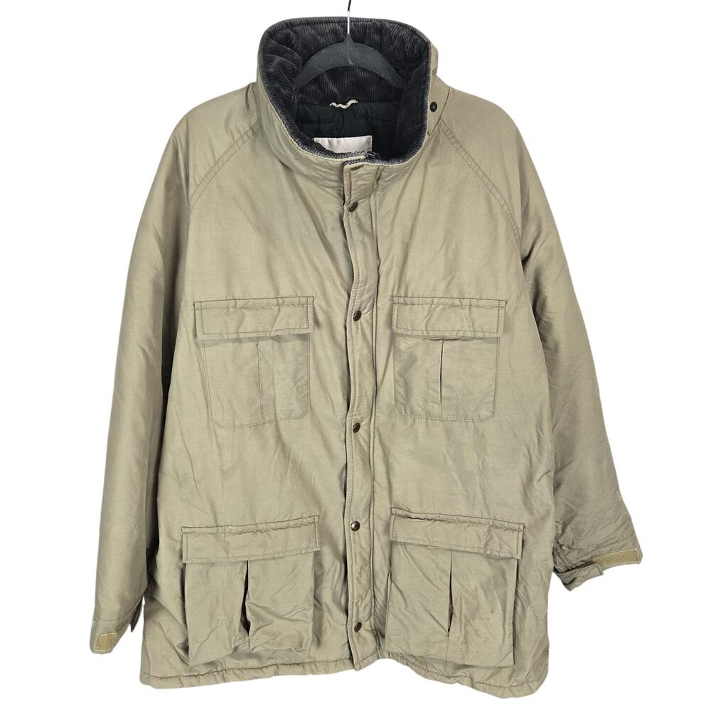 Vtg Trappings USA Mens Thinsulate Barn Parka Coat Tan XL T Outdoor Sport Hunting